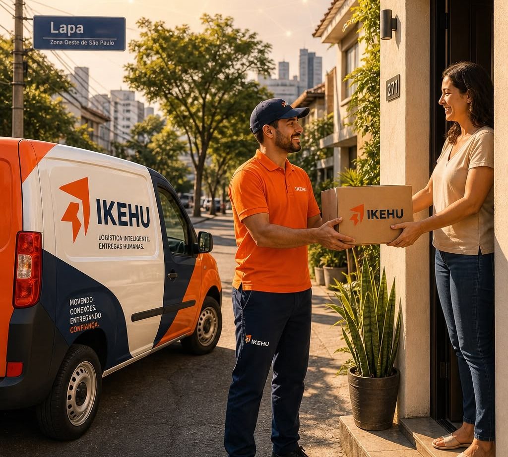 Entregador IKEHU realizando entrega Last Mile na Lapa, Sao Paulo